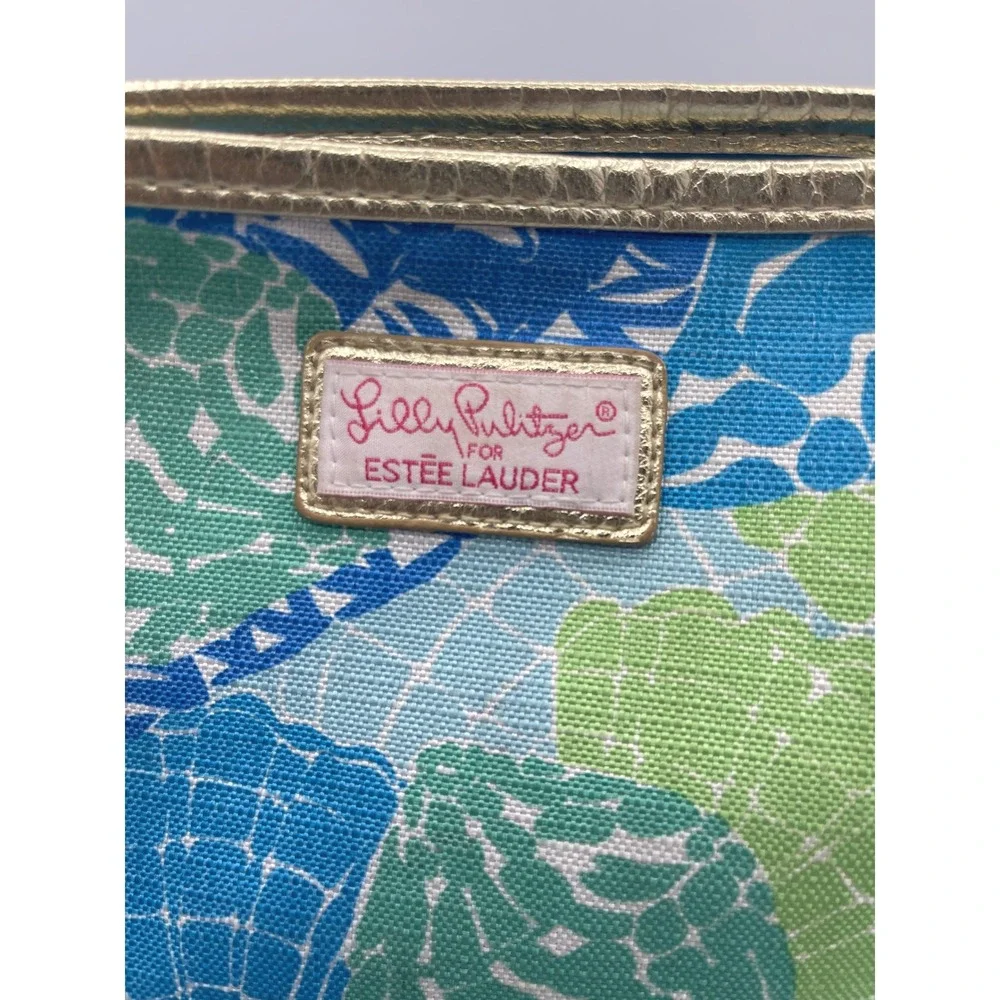 Lilly Pulitzer‎ for Estee Lauder Cosmetic Bag Pouch Travel Bag Print Gold Trim
